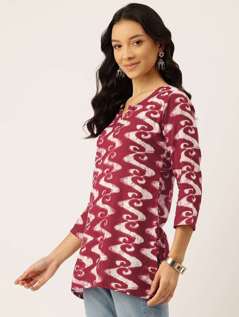 women three quarter sleeve straight kurti - 21581170 - Standard Image - 1