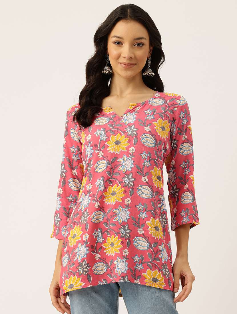 women three quarter sleeve straight kurti