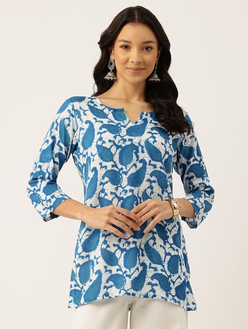 women paisley print notch neck short kurti - 21581179 - Standard Image - 0