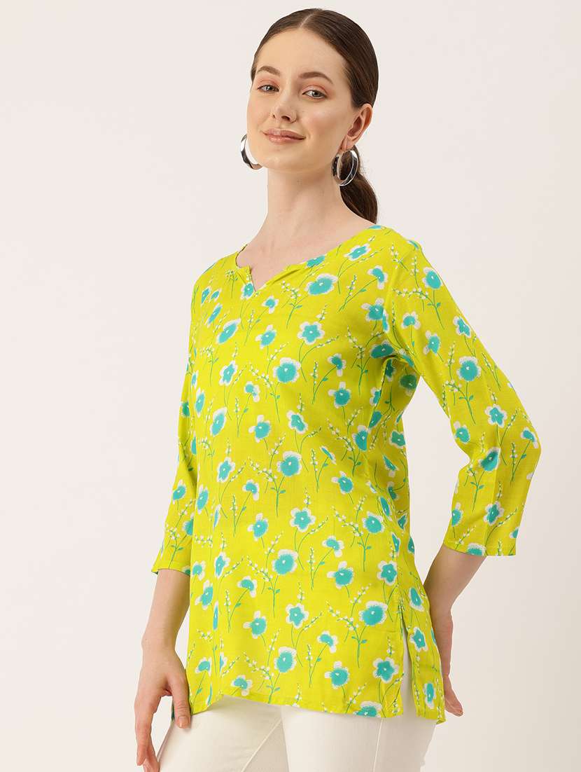 women three quarter sleeve straight kurti - 21581180 -  Standard Image - 1