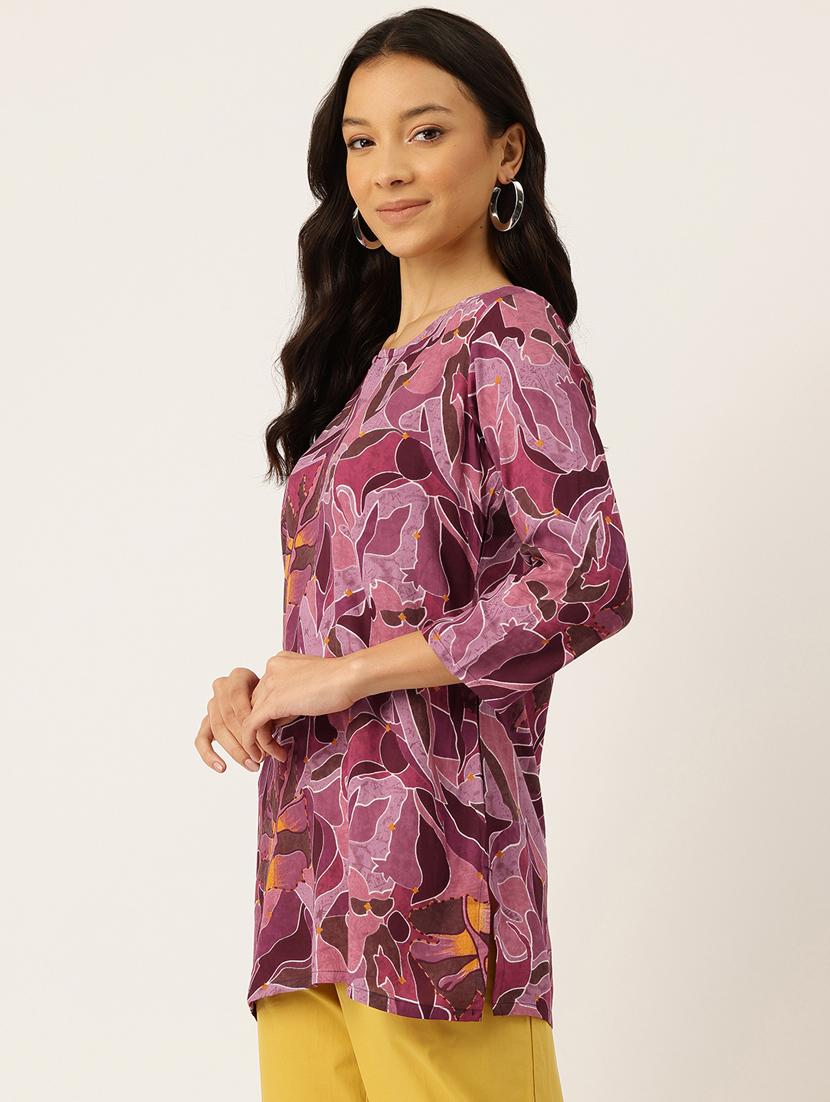 women three quarter sleeve straight kurti - 21581182 - Standard Image - 1