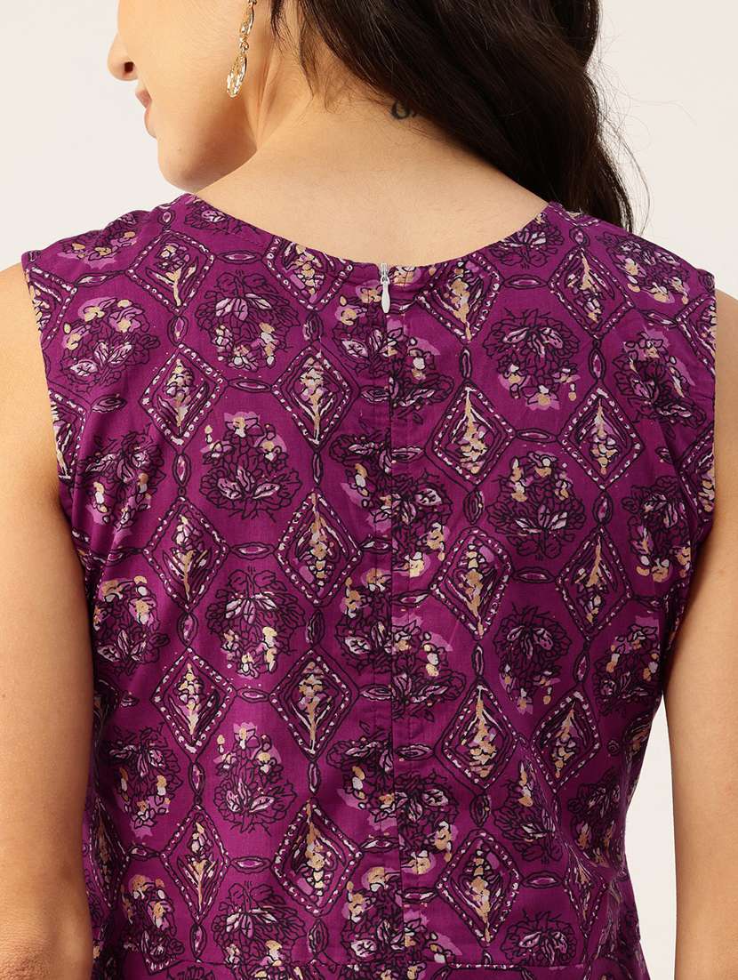 women printed sleeveless flared kurta - 21581184 -  Standard Image - 4