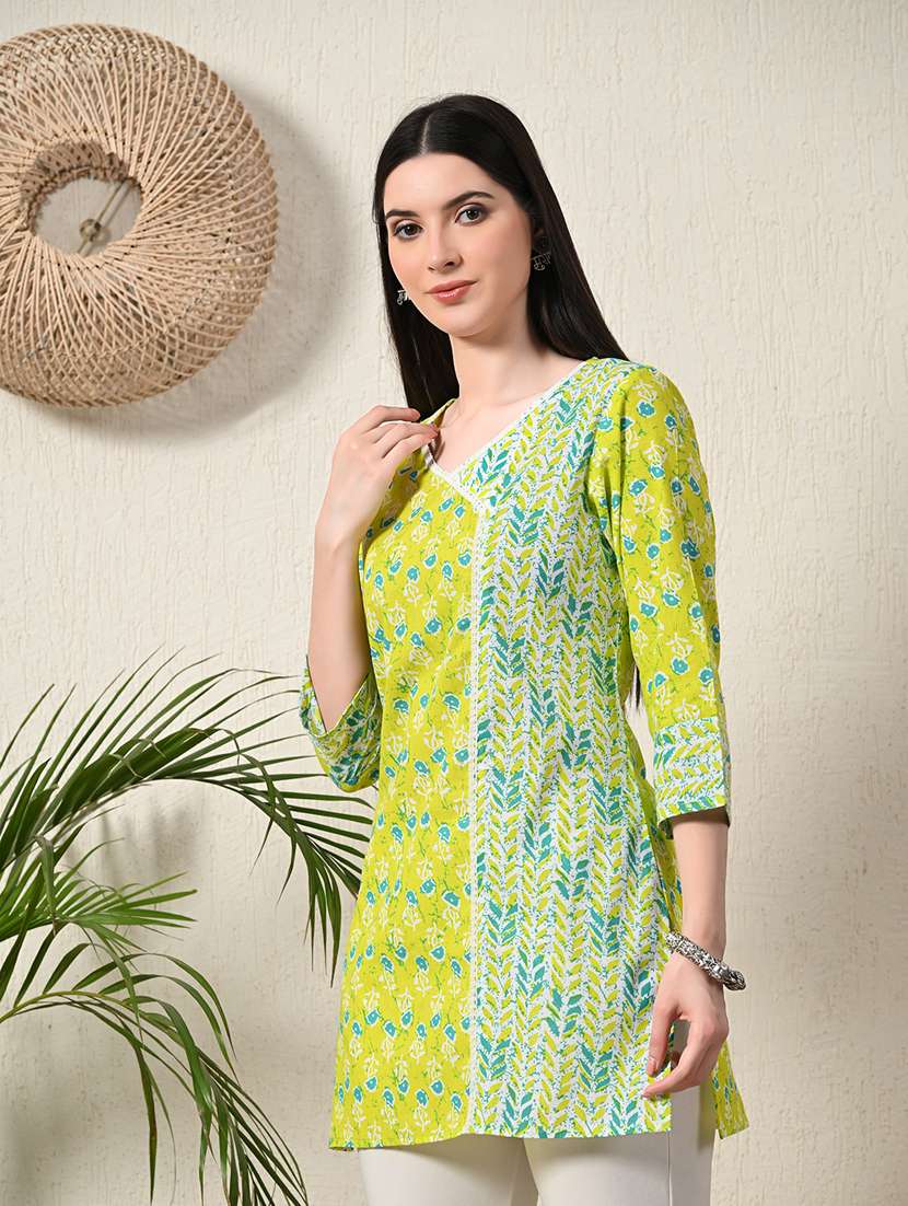 women three quarter sleeve angrakha kurti - 21581187 -  Standard Image - 1