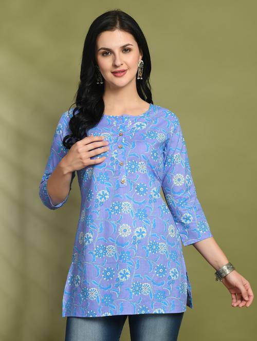 women three quarter sleeve straight kurti - 21581209 - Standard Image - 0