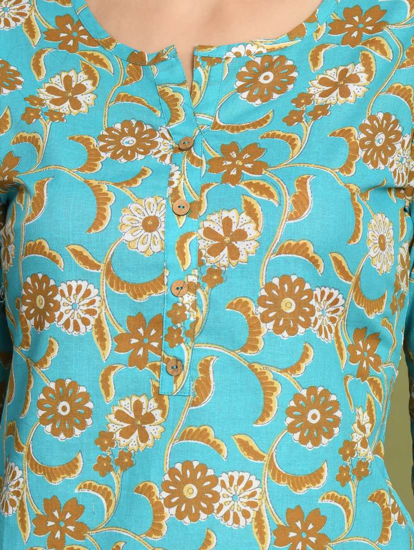 women three quarter sleeve straight kurti - 21581210 -  Standard Image - 4