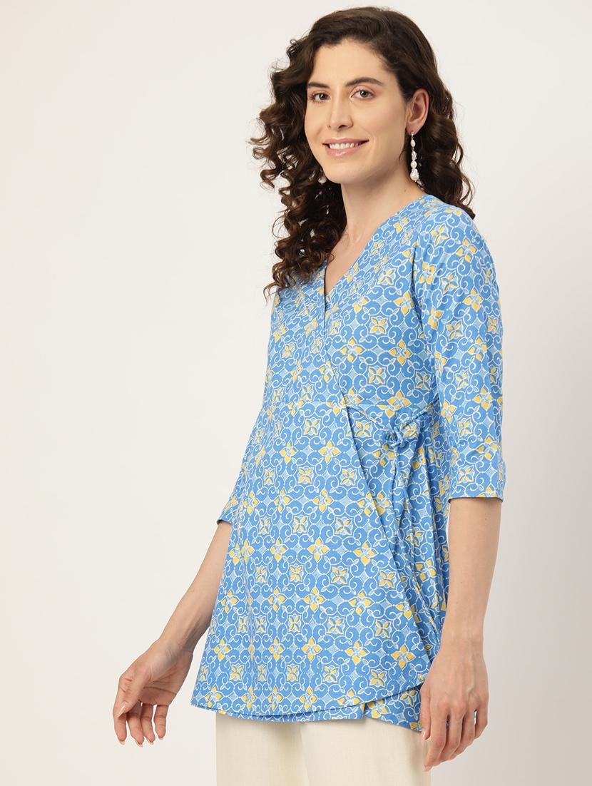 women three quarter sleeve angrakha kurti - 21581218 -  Standard Image - 1