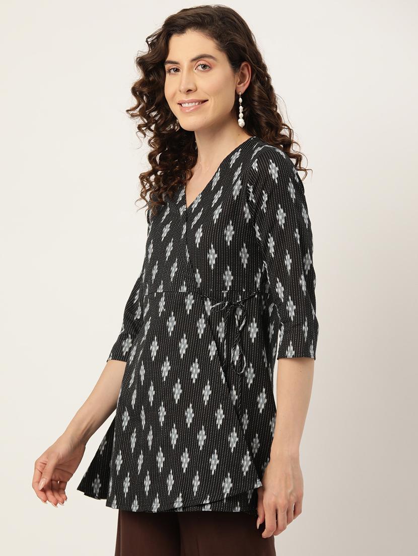 women three quarter sleeve angrakha kurti - 21581219 - Standard Image - 1