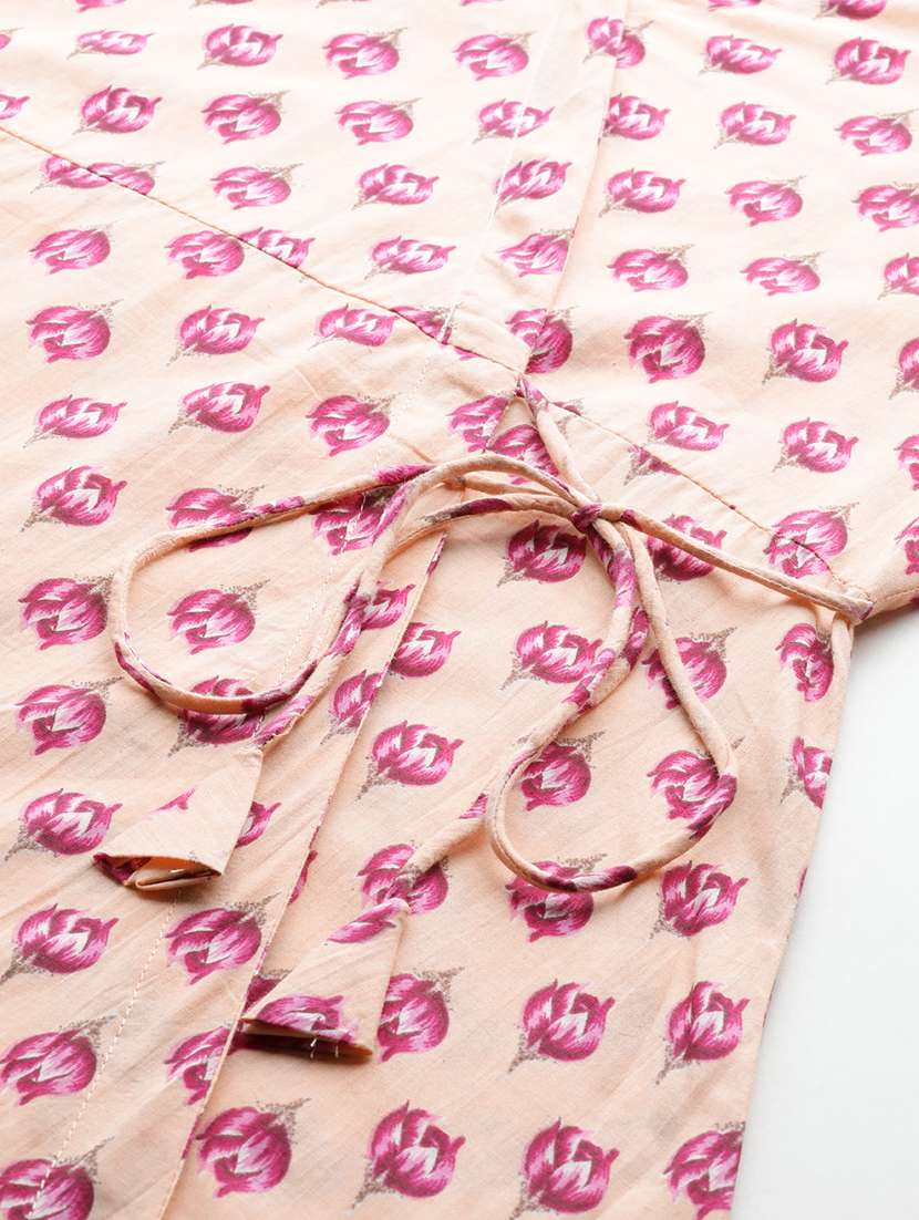 women three quarter sleeve angrakha kurti - 21581221 -  Standard Image - 4