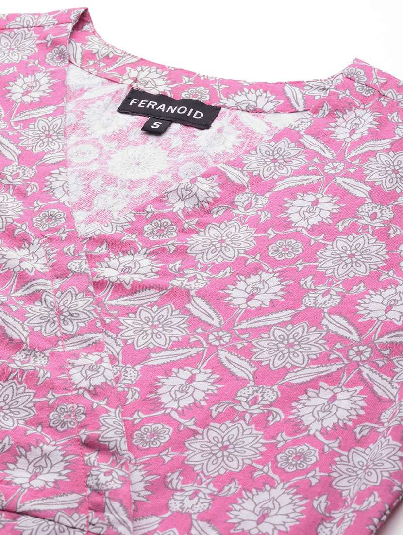 women printed three quarter sleeve angrakha kurti - 21581237 - Standard Image - 4