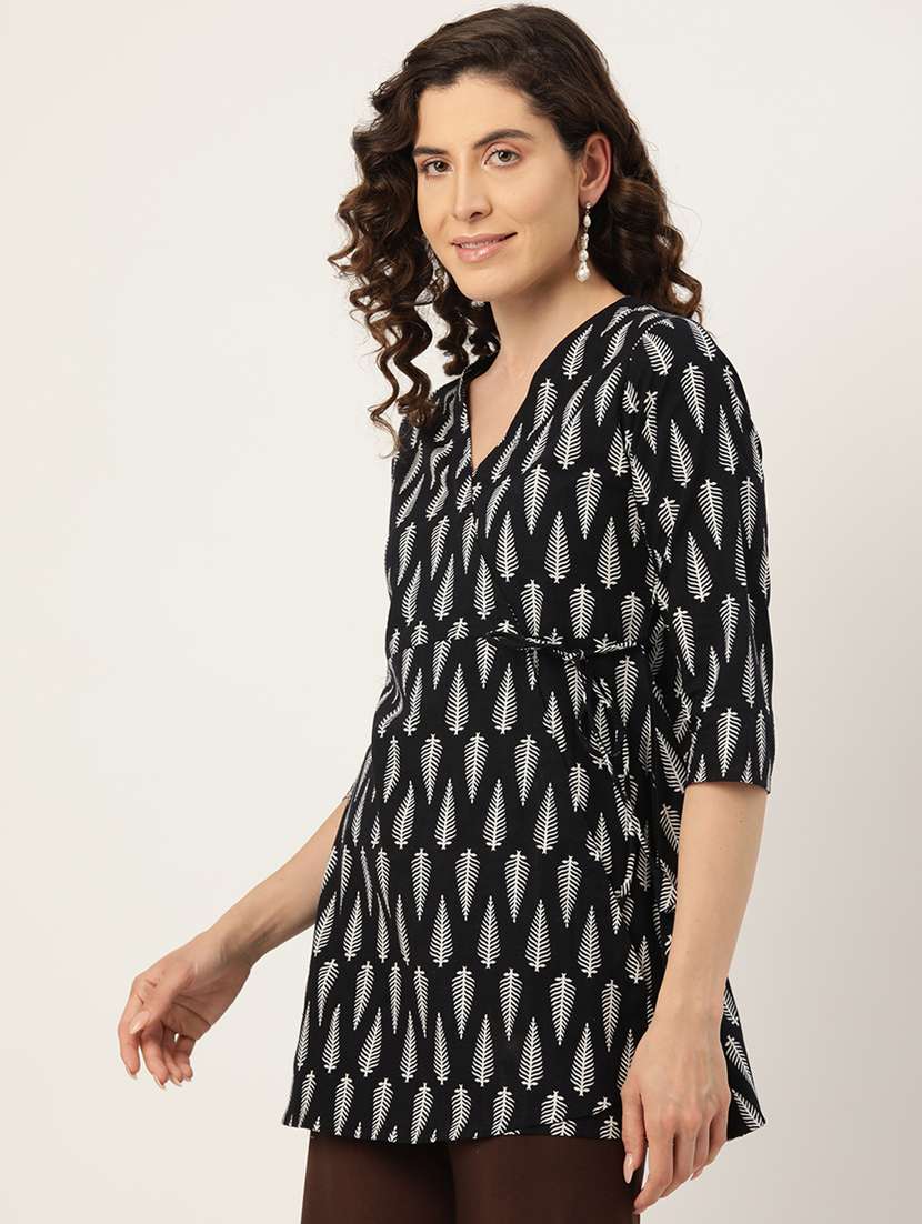 women three quarter sleeve angrakha kurti - 21581238 -  Standard Image - 1