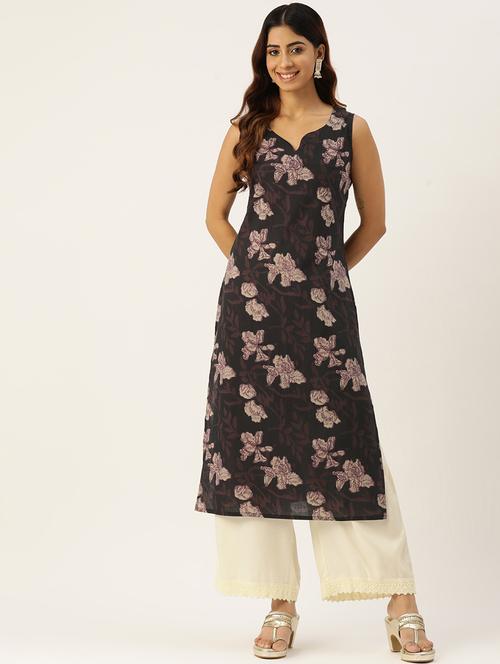 women printed sleeveless straight kurta - 21581242 -  Standard Image - 0