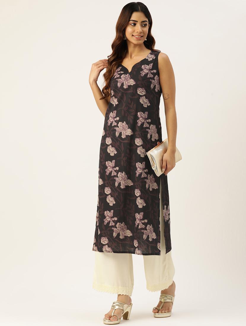 women printed sleeveless straight kurta - 21581242 -  Standard Image - 1