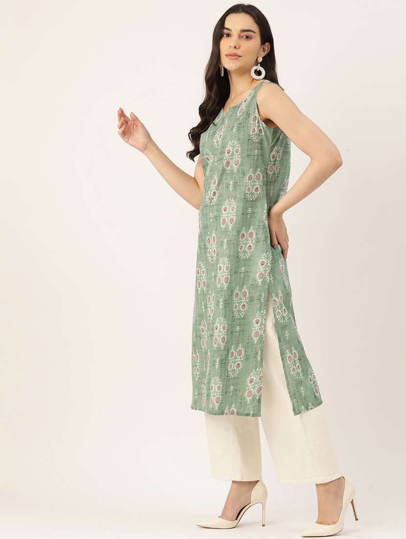 women printed sleeveless straight kurta - 21581243 - Standard Image - 1