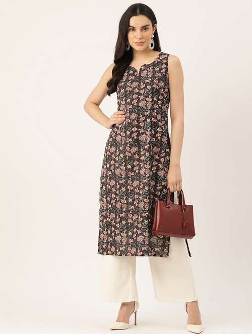 women printed sleeveless straight kurta - 21581245 -  Standard Image - 0