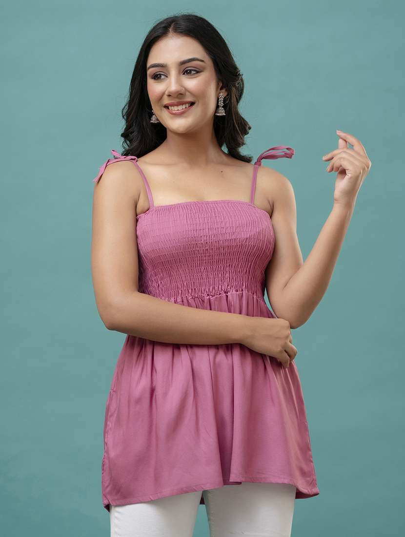 women solid sleeveless flared top