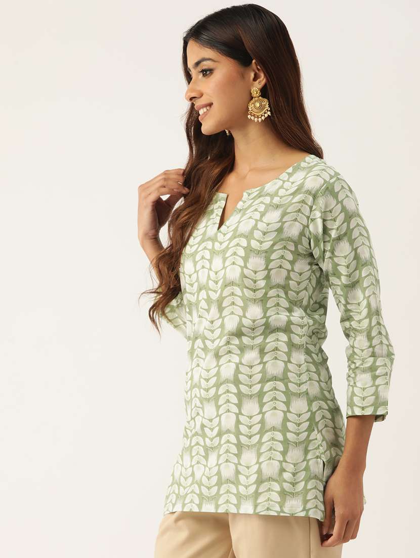 women three quarter sleeve straight kurti - 21581263 -  Standard Image - 1
