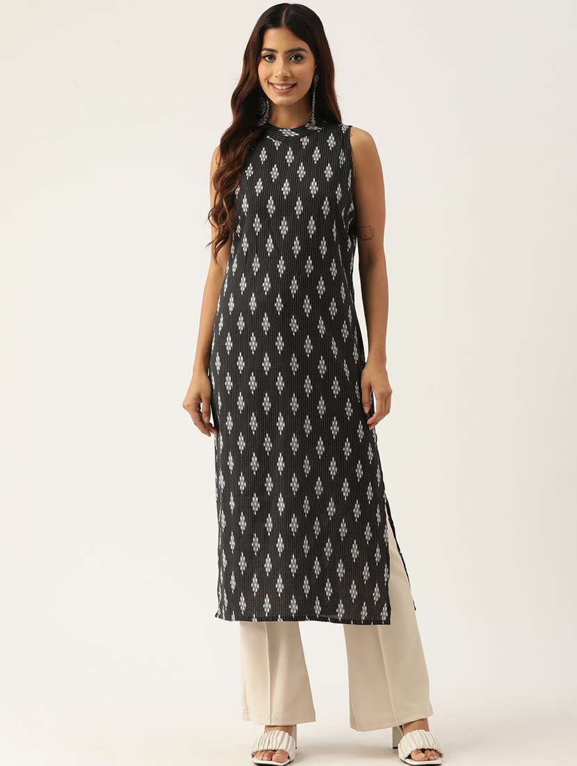 women printed sleeveless straight kurta - 21581264 - Zoom Image - 0