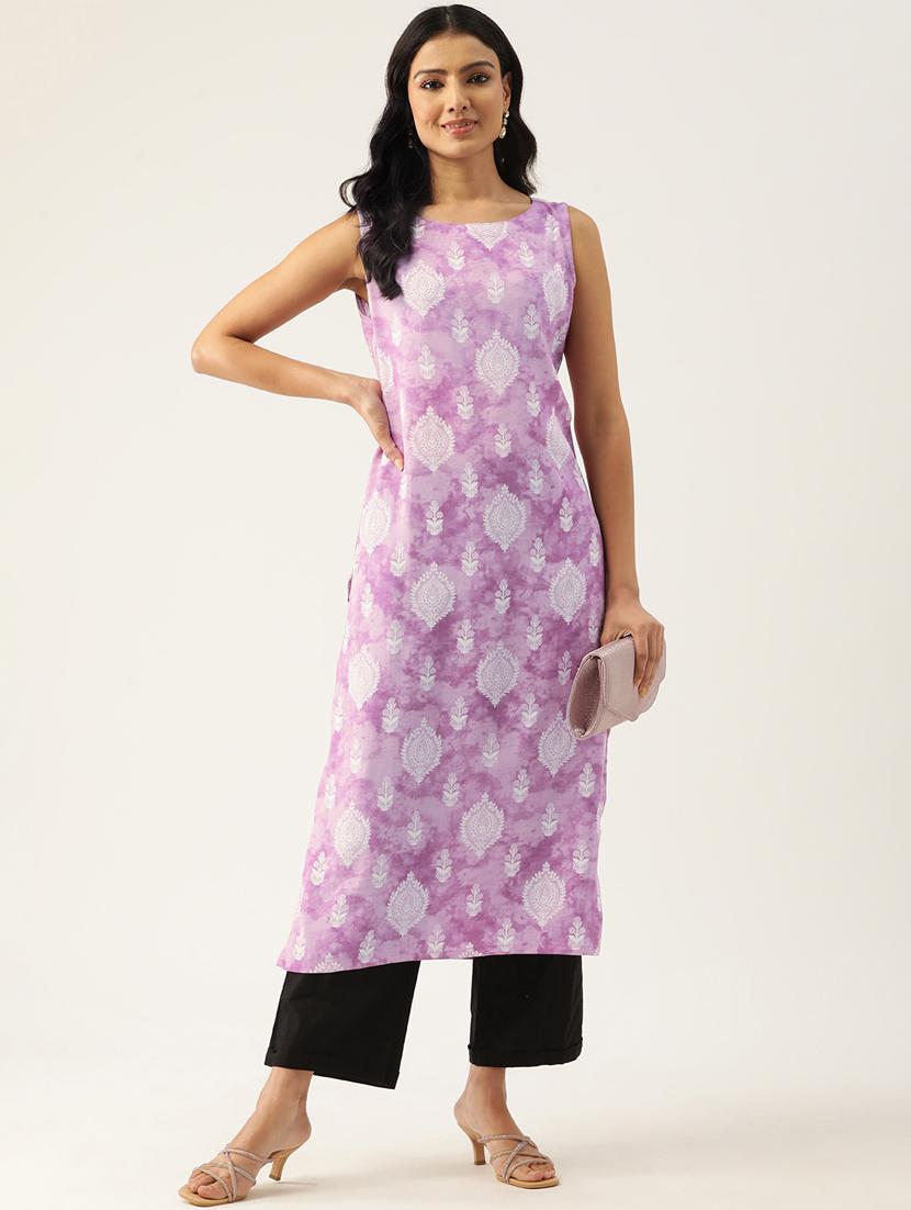 women printed sleeveless straight kurta - 21581270 - Zoom Image - 0