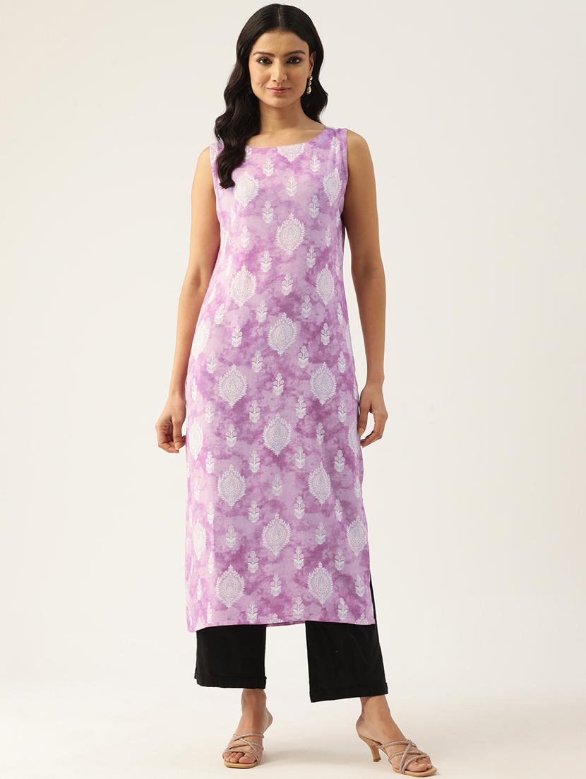 women printed sleeveless straight kurta - 21581270 -  Standard Image - 1