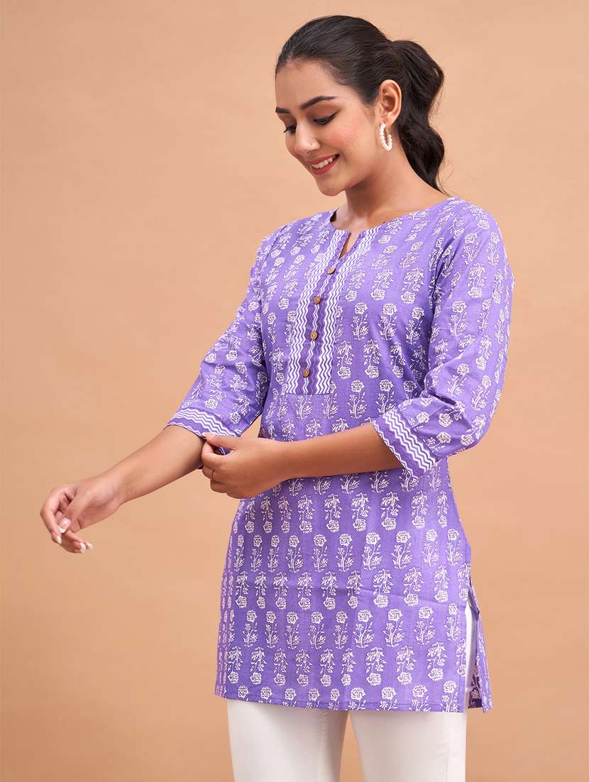 women three quarter sleeve straight kurti - 21581278 -  Standard Image - 1