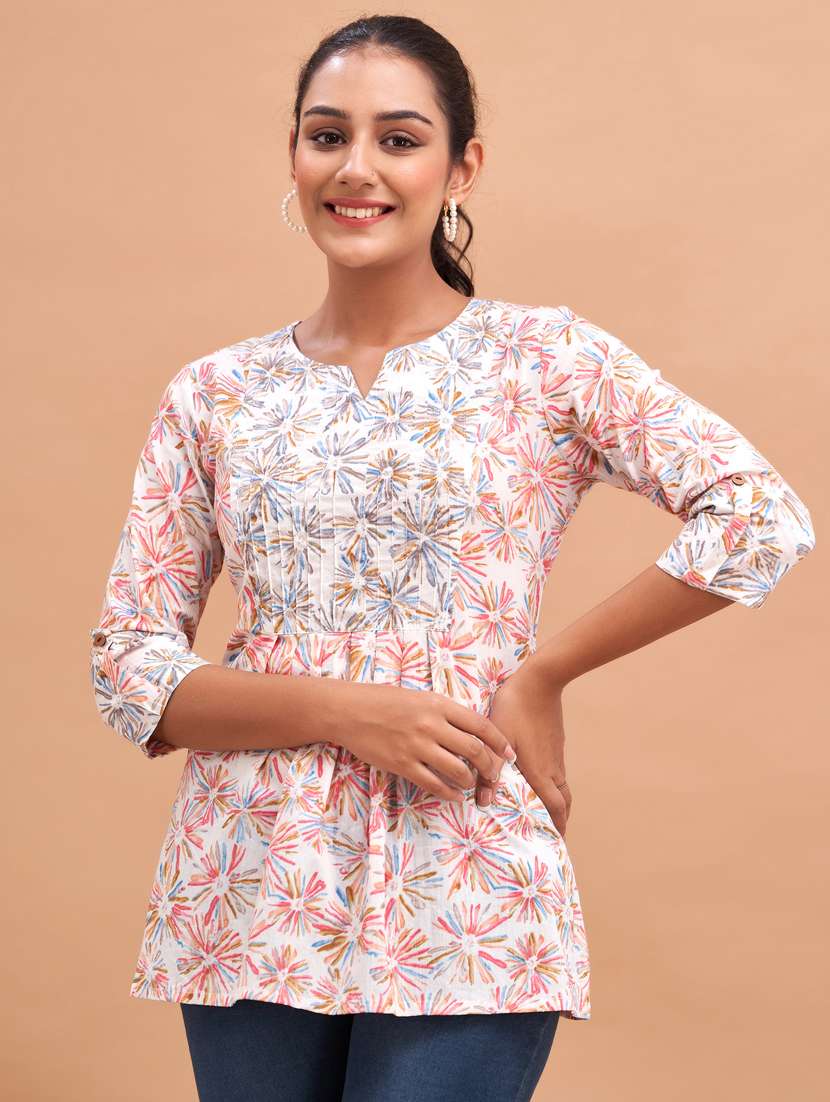 women three quarter sleeve a-line kurti