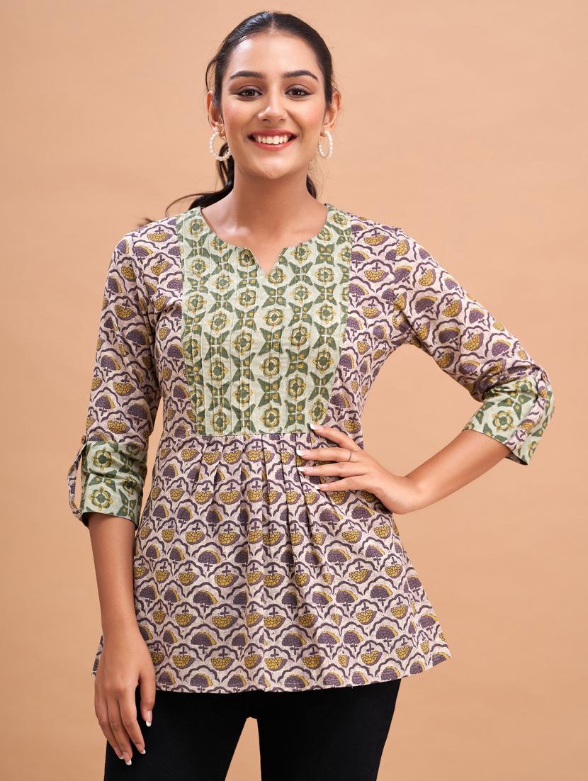 women printed three quarter sleeve short kurti - 21581294 - Zoom Image - 0
