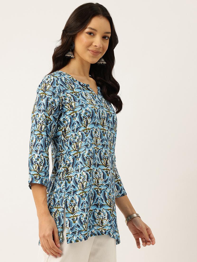 women printed three quarter sleeve short kurti - 21581304 -  Standard Image - 1
