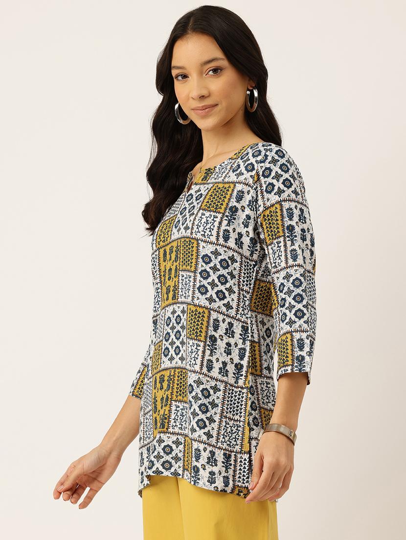women three quarter sleeve straight kurti - 21581305 -  Standard Image - 1