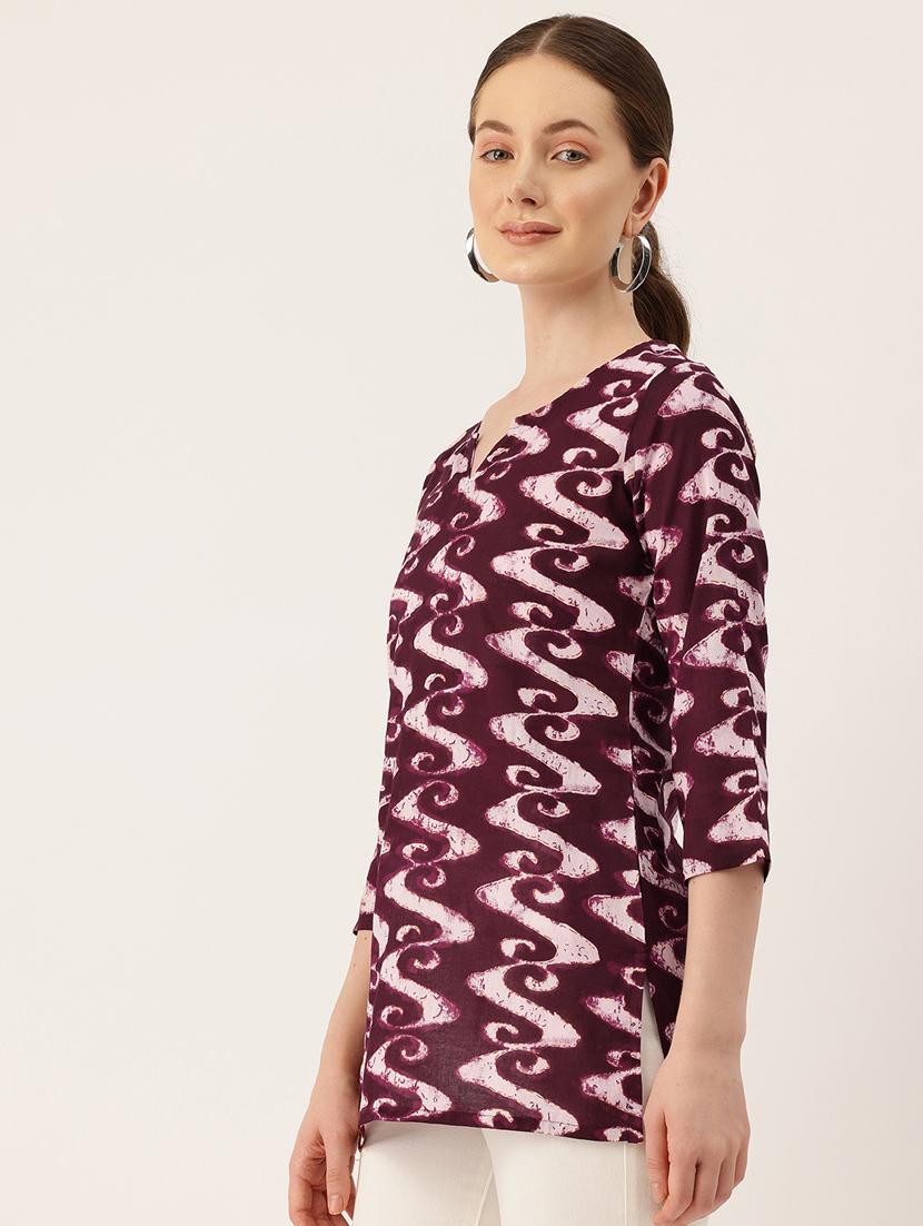 women three quarter sleeve straight kurti - 21581314 - Standard Image - 1