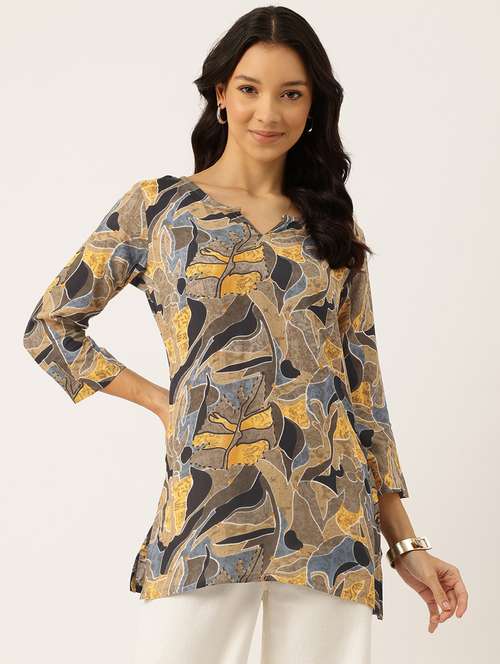 women three quarter sleeve straight kurti - 21581315 - Standard Image - 0