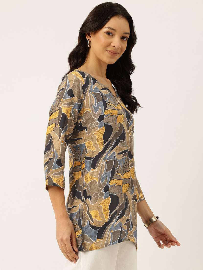 women three quarter sleeve straight kurti - 21581315 - Standard Image - 1