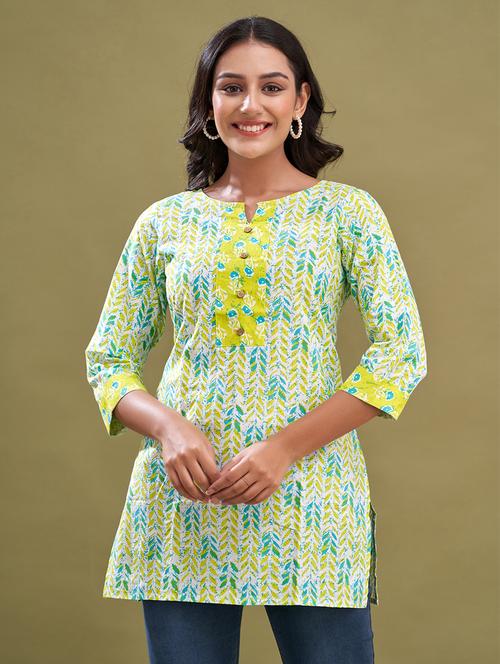 women three quarter sleeve straight kurti - 21581318 - Standard Image - 0
