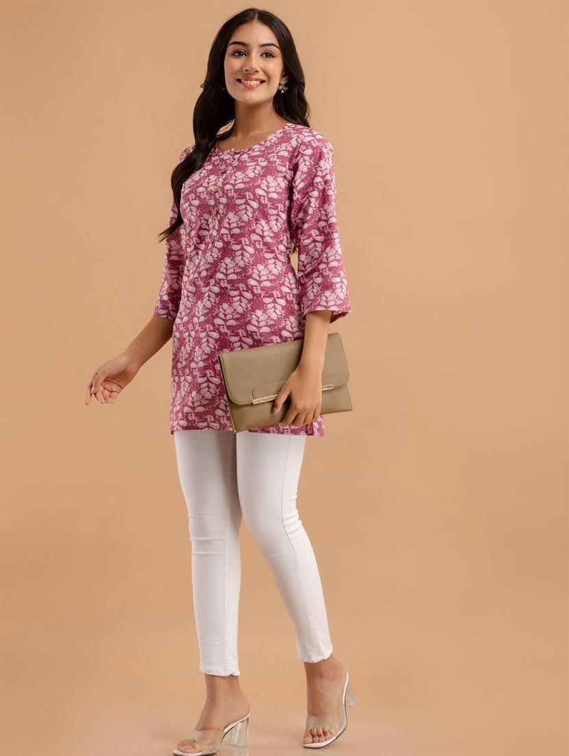 women printed three quarter sleeve short kurti - 21581358 - Standard Image - 4