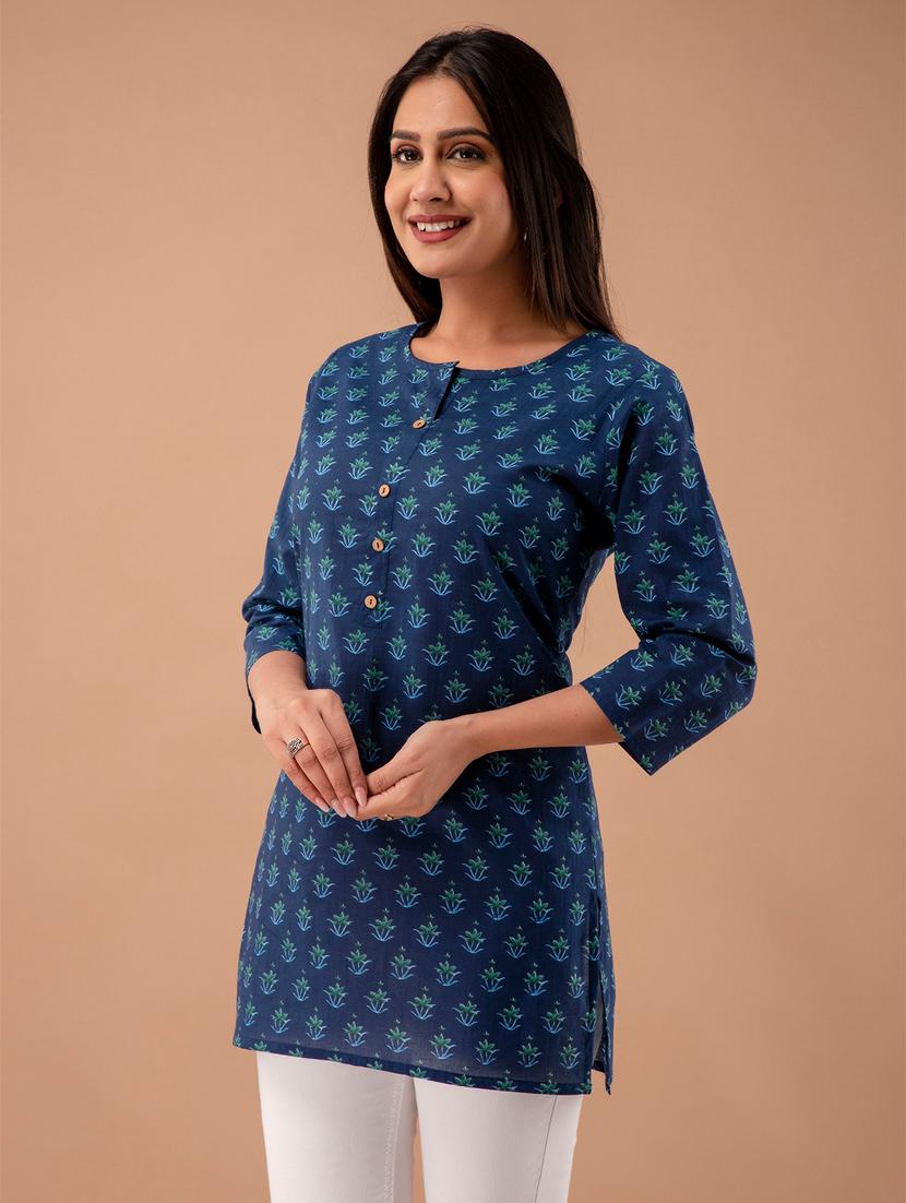 women printed three quarter sleeve short kurti - 21581363 - Standard Image - 1