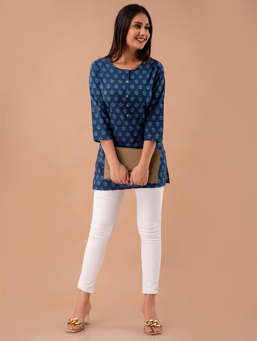 women printed three quarter sleeve short kurti - 21581363 - Standard Image - 4