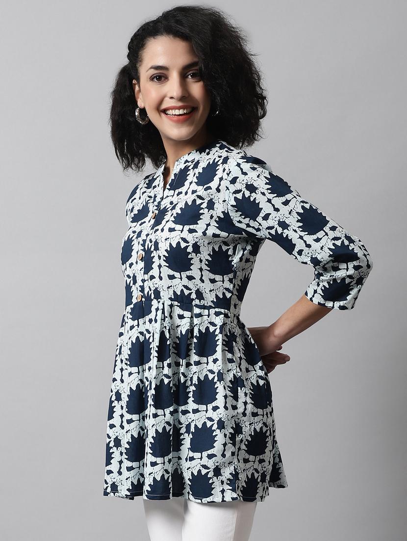 women printed three quarter sleeve short kurti - 21581370 -  Standard Image - 1