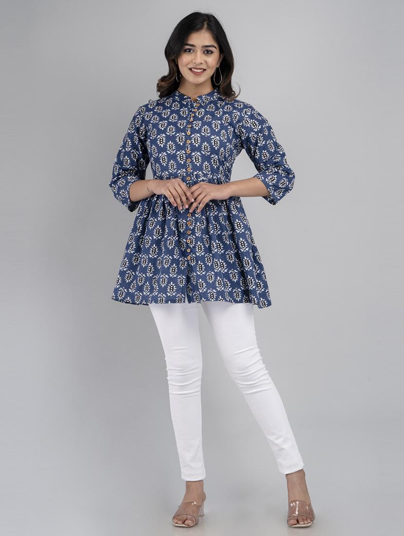 women printed three quarter sleeve short kurti - 21581375 - Standard Image - 4