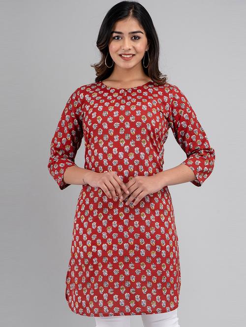 women three quarter sleeve straight kurti - 21581380 -  Standard Image - 0