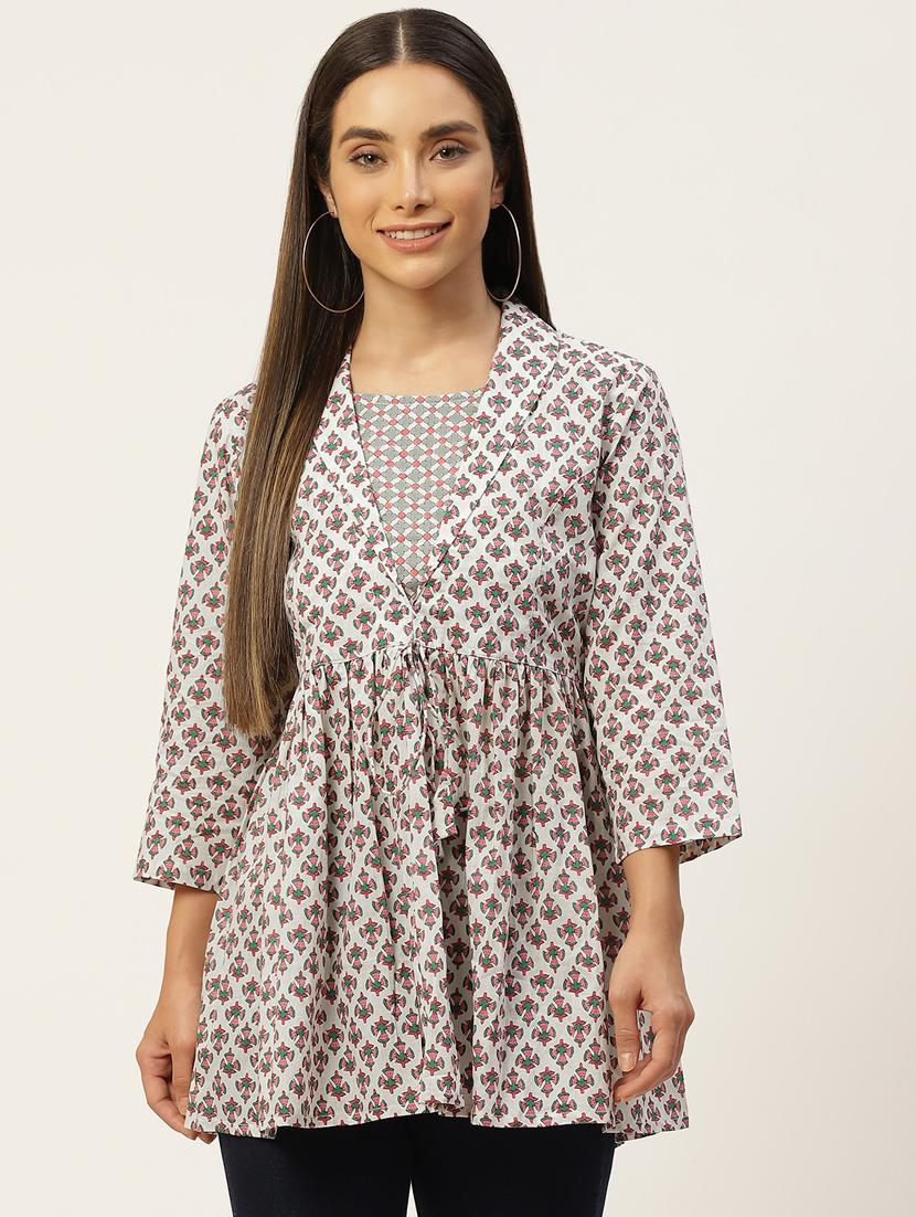 women printed three quarter sleeve short kurti - 21581401 - Zoom Image - 0