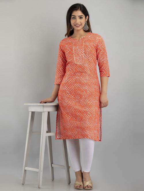 women printed three quarter sleeves straight kurta - 21581415 -  Standard Image - 0