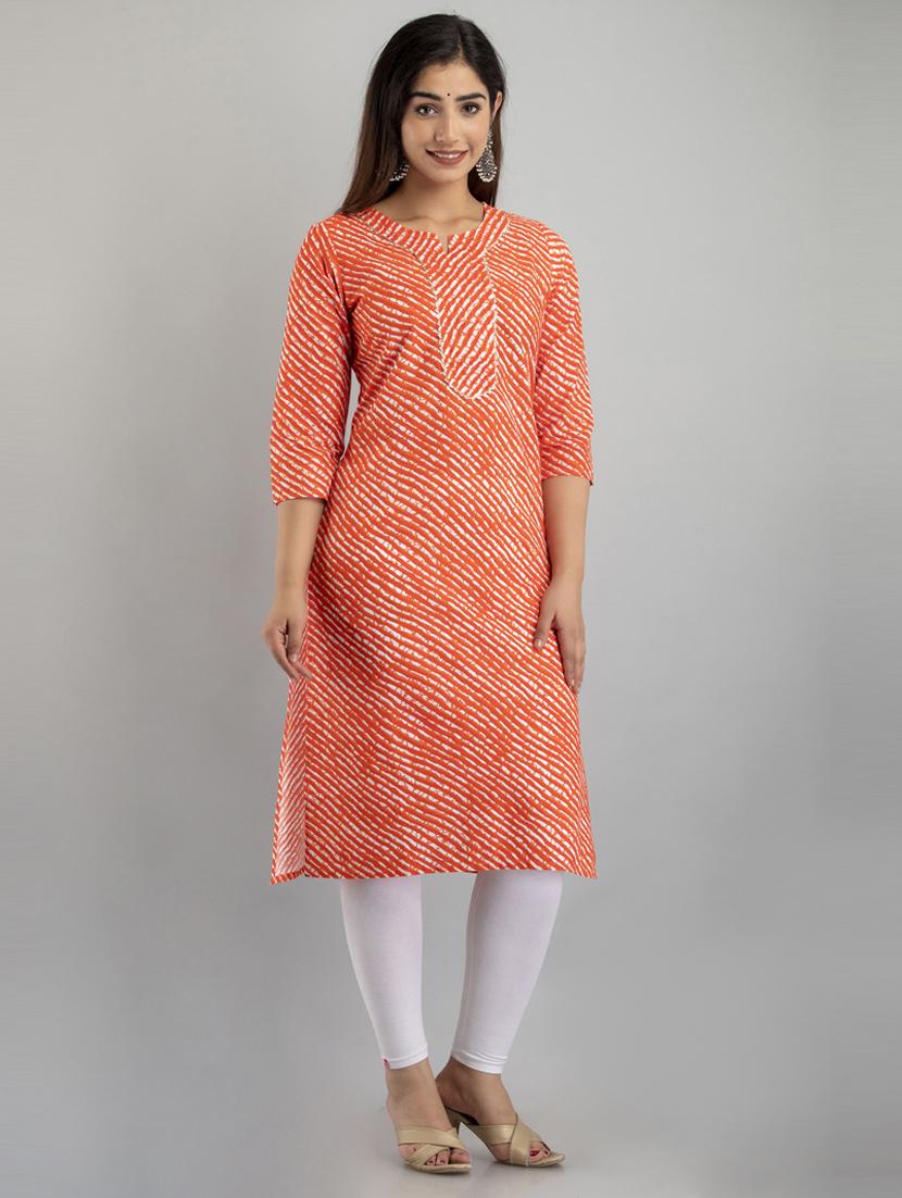 women printed three quarter sleeves straight kurta - 21581415 -  Standard Image - 1