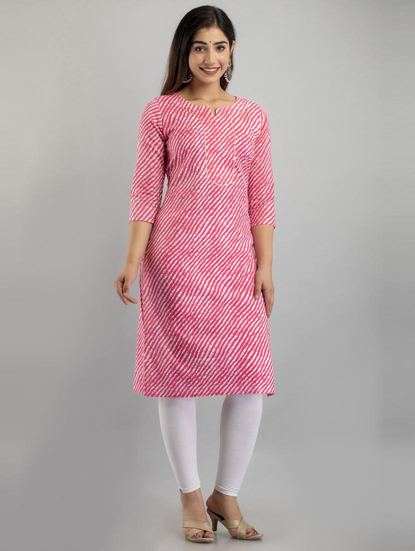 women printed three quarter sleeves straight kurta - 21581416 - Standard Image - 1