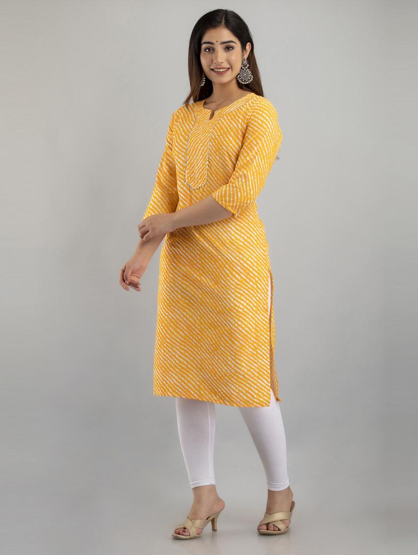 women printed three quarter sleeves straight kurta - 21581418 - Standard Image - 1