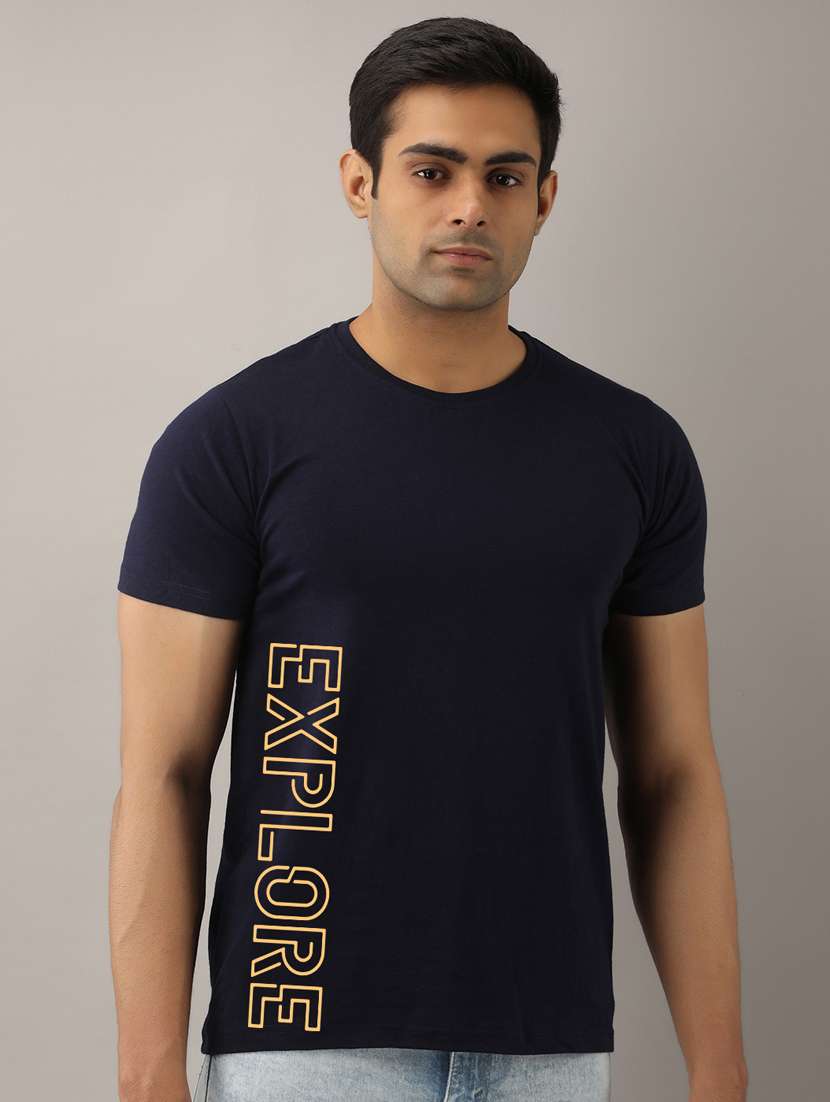 men slim fit typographic placement printed short sleeve t-shirt - 21581734 -  Standard Image - 1