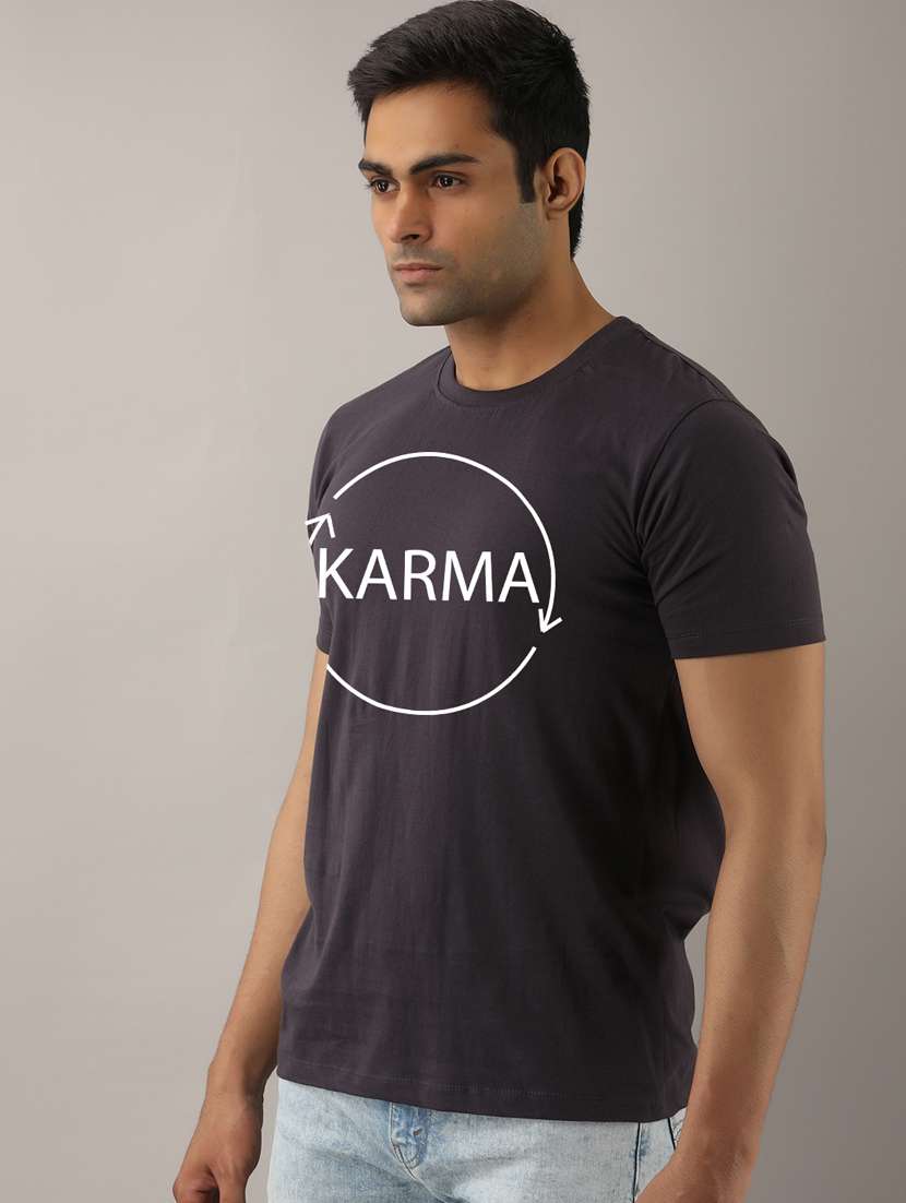men slim fit front typographic printed short sleeves t-shirt - 21581770 -  Standard Image - 1