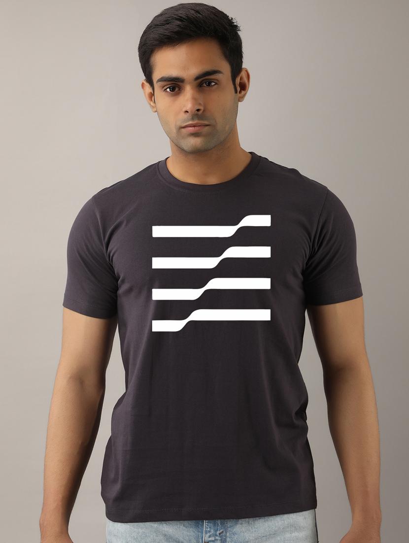 men slim fit chest print short sleeves t-shirt - 21581857 -  Zoom Image - 0
