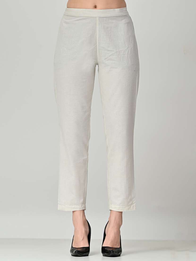 women off-white round neck kurta pant set - 21582198 - Standard Image - 4