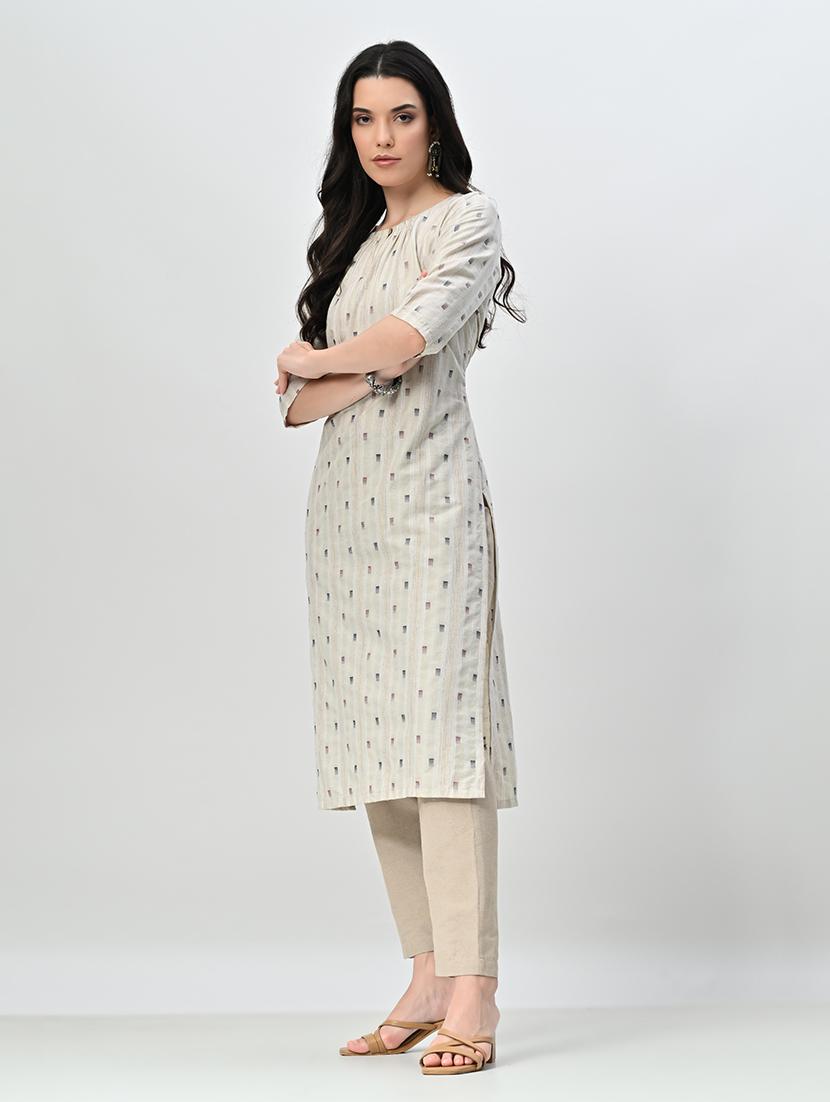 women beige self design kurta pant set - 21582199 -  Standard Image - 1