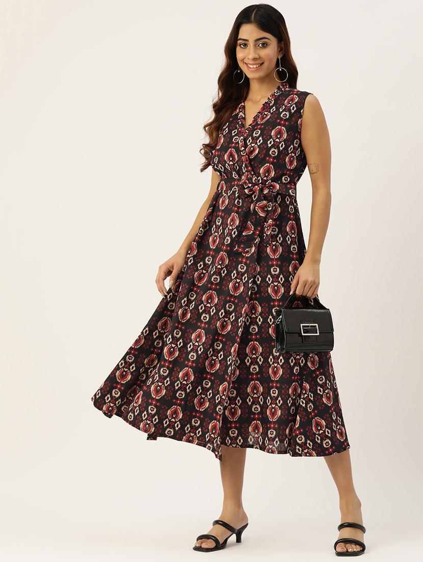 women sleeveless printed a-line dress - 21582212 - Zoom Image - 0