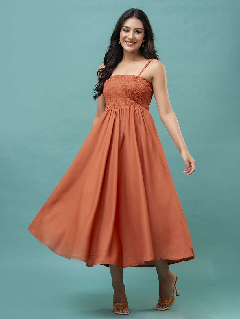 women solid sleeveless fit & flare dress - 21582216 -  Standard Image - 1